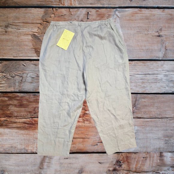 New  LINEN Crop Pants LINEA by Louis Dell’Olia Beige QVC 1x - Picture 3 of 7
